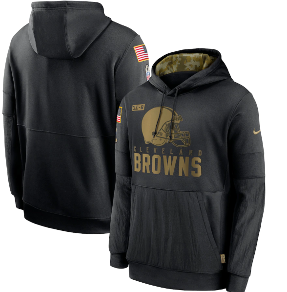Men's Cleveland Browns 2020 Black Salute to Service Sideline Performance Pullover Hoodie